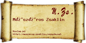 Mészáros Zsaklin névjegykártya